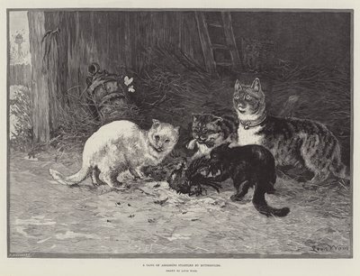 Een bende moordenaars opgeschrikt door vlinders door Louis Wain
